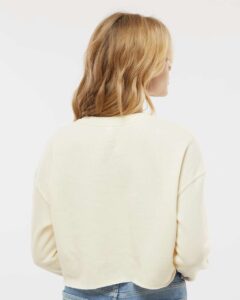 Independent Trading Co. AFX24CRP Women’s Lightweight Crop Crewneck Sweatshirt – Bone (on model back)