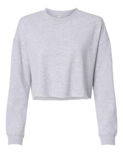 Independent Trading Co. AFX24CRP Women’s Lightweight Crop Crewneck Sweatshirt – Grey Heather
