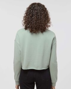 Independent Trading Co. AFX24CRP Women’s Lightweight Crop Crewneck Sweatshirt – Sage (on model back)