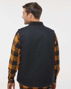 Independent Trading Co. EXP560V Men’s Insulated Canvas Workwear Vest – Black (on model back)