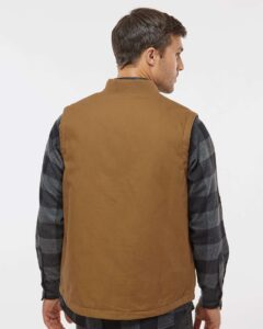 Independent Trading Co. EXP560V Men’s Insulated Canvas Workwear Vest – Saddle (on model back)