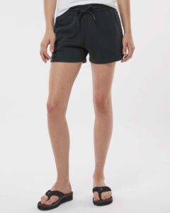 Independent Trading Co. PRM20SRT Women’s Lightweight California Wave Wash Fleece Shorts – Black (on model)