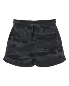Independent Trading Co. PRM20SRT Women’s Lightweight California Wave Wash Fleece Shorts – Black Camo Heather