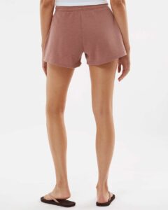 Independent Trading Co. PRM20SRT Women’s Lightweight California Wave Wash Fleece Shorts – Dusty Rose (on model back)
