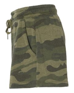 Independent Trading Co. PRM20SRT Women’s Lightweight California Wave Wash Fleece Shorts – Forest Camo Heather (side)