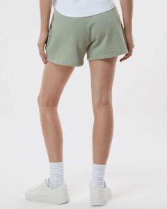 Independent Trading Co. PRM20SRT Women’s Lightweight California Wave Wash Fleece Shorts – Sage (on model back)