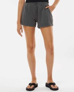Independent Trading Co. PRM20SRT Women’s Lightweight California Wave Wash Fleece Shorts – Shadow (on model)