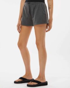 Independent Trading Co. PRM20SRT Women’s Lightweight California Wave Wash Fleece Shorts – Shadow (on model side)