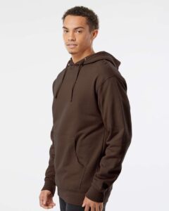 Independent Trading Co. SS4500 Unisex Midweight Hooded Sweatshirt – Brown (on model side)