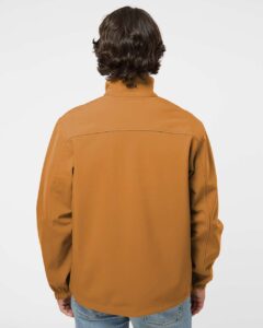 DRI DUCK 5350T Men’s Tall Motion Soft Shell Jacket – Saddle (on model back)