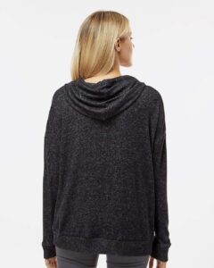 Boxercraft BW1501 Women’s Cuddle Fleece Hooded Sweatshirt – Black Heather (on model back)