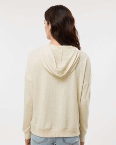 Boxercraft BW1501 Women’s Cuddle Fleece Hooded Sweatshirt – Oatmeal Heather (on model back)
