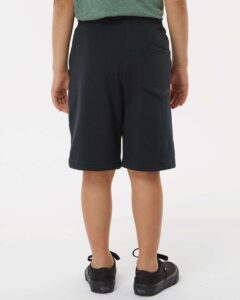 Independent Trading Co. PRM16SRT Youth Lightweight Special Blend Fleece Shorts – Black (on model back)