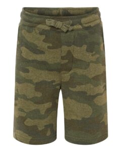 Independent Trading Co. PRM16SRT Youth Lightweight Special Blend Fleece Shorts – Forest Camo Heather