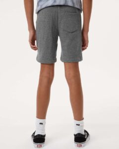 Independent Trading Co. PRM16SRT Youth Lightweight Special Blend Fleece Shorts – Nickel (on model back)