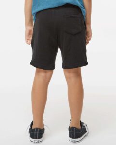 Independent Trading Co. PRM11SRT Toddler Lightweight Special Blend Fleece Shorts – Black (on model back)