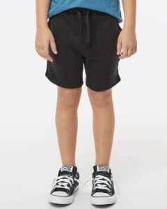 Independent Trading Co. PRM11SRT Toddler Lightweight Special Blend Fleece Shorts – Black (on model)