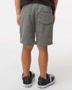 Independent Trading Co. PRM11SRT Toddler Lightweight Special Blend Fleece Shorts – Nickel (on model back)