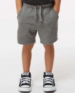Independent Trading Co. PRM11SRT Toddler Lightweight Special Blend Fleece Shorts – Nickel (on model)
