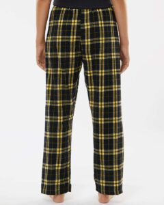 Boxercraft BW6620 Women’s Haley Flannel Pants – Black/ Gold (on model back)
