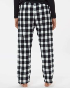 Boxercraft BW6620 Women’s Haley Flannel Pants – Black/ White Buffalo Plaid (on model back)