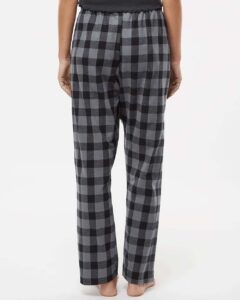 Boxercraft BW6620 Women’s Haley Flannel Pants – Charcoal/ Black Buffalo (on model back)