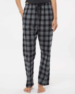 Boxercraft BW6620 Women’s Haley Flannel Pants – Charcoal/ Black Buffalo (on model)