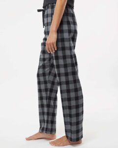 Boxercraft BW6620 Women’s Haley Flannel Pants – Charcoal/ Black Buffalo (on model side)