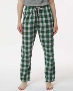 Boxercraft BW6620 Women’s Haley Flannel Pants – Green/ Oxford Buffalo (on model)