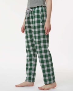 Boxercraft BW6620 Women’s Haley Flannel Pants – Green/ Oxford Buffalo (on model side)