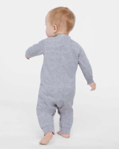 Rabbit Skins 4447 Infant Fleece One-Piece – Heather (on model back)