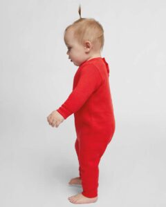 Rabbit Skins 4447 Infant Fleece One-Piece – Red (on model side)