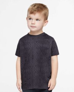Rabbit Skins 3321 Toddler Fine Jersey Tee – Black Reptile (on model)