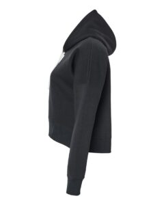 J. America 8853 Women’s Crop Hooded Sweatshirt – Black Solid (side)