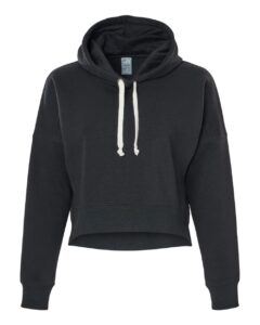 J. America 8853 Women’s Crop Hooded Sweatshirt – Black Solid