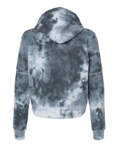 J. America 8853 Women’s Crop Hooded Sweatshirt – Black Tie Dye (back)