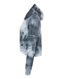 J. America 8853 Women’s Crop Hooded Sweatshirt – Black Tie Dye (side)