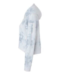 J. America 8853 Women’s Crop Hooded Sweatshirt – Grey Tie Dye (side)