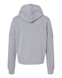 J. America 8853 Women’s Crop Hooded Sweatshirt – Grey Triblend (back)