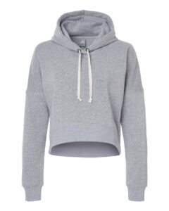 J. America 8853 Women’s Crop Hooded Sweatshirt – Grey Triblend