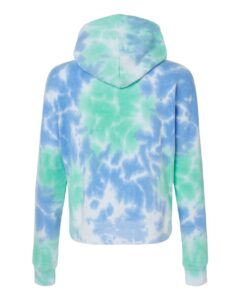 J. America 8853 Women’s Crop Hooded Sweatshirt – Lagoon Tie Dye (back)