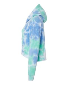 J. America 8853 Women’s Crop Hooded Sweatshirt – Lagoon Tie Dye (side)