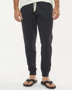 J. America 8854 Unisex Triblend Fleece Joggers – Black Solid (on model)