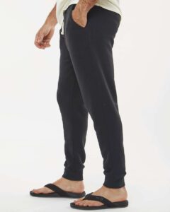 J. America 8854 Unisex Triblend Fleece Joggers – Black Solid (on model side)
