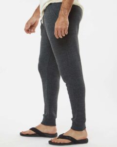 J. America 8854 Unisex Triblend Fleece Joggers – Black Triblend (on model side)