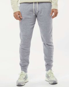 J. America 8854 Unisex Triblend Fleece Joggers – Grey Triblend (on model)