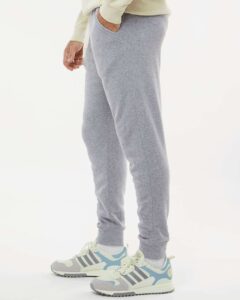 J. America 8854 Unisex Triblend Fleece Joggers – Grey Triblend (on model side)