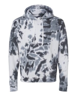 J. America 8861 Men’s Tie-Dyed Fleece Hooded Sweatshirt – Black Tie Dye