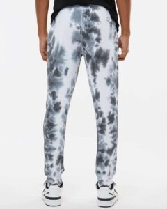 J. America 8884 Unisex Tie-Dyed Fleece Joggers – Black Tie Dye (on model back)