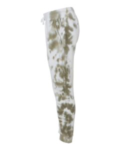 J. America 8884 Unisex Tie-Dyed Fleece Joggers – Olive Tie Dye (side)